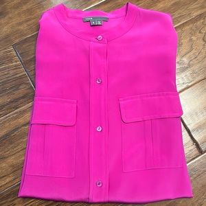 Bright pink silk Vince blouse